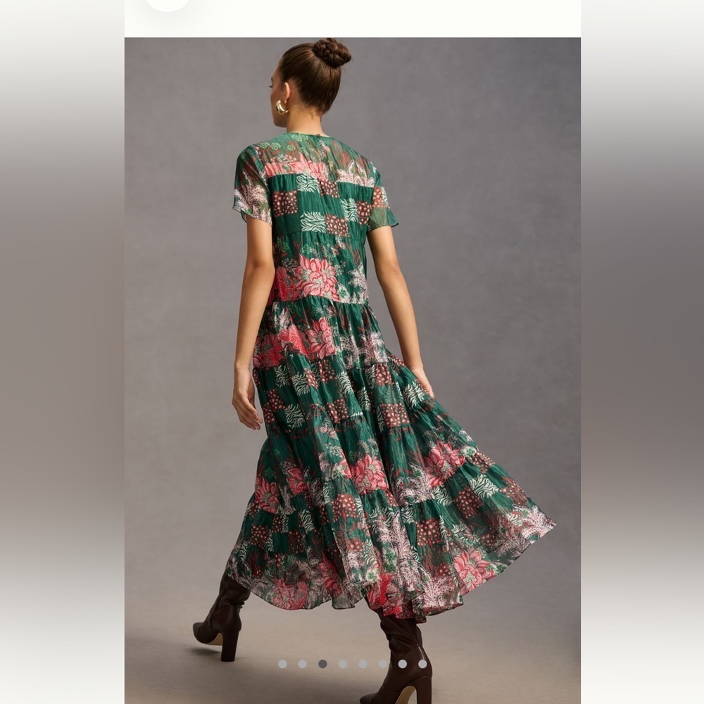 Anthropologie Bhanuni Jyoti Tiered Short-Sleeve Dress. Size Small - Picture 3 of 9